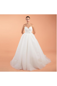 Low-cut wedding dress with lace skirt TB1459