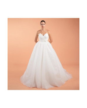 Low-cut wedding dress with lace skirt TB1459