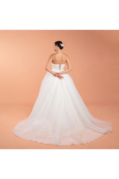 Low-cut wedding dress with lace skirt TB1459