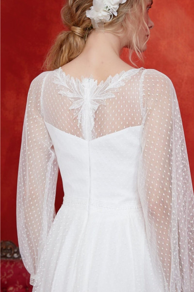 Women's white polka dot tulle wedding dress TB1380