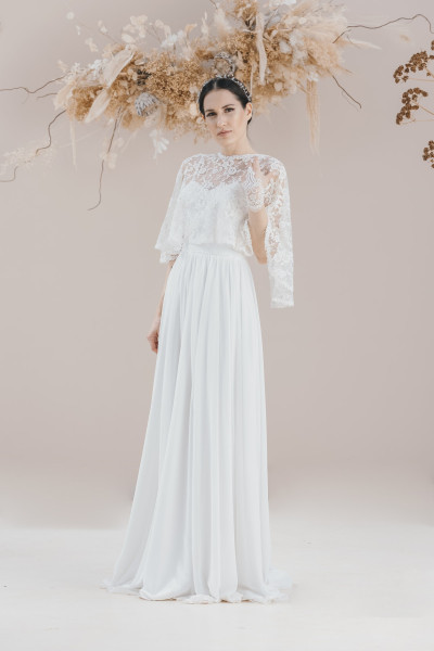 Chiffon Dress with Lace Cape Wedding Dress TB1366 Chiffon Dress with Lace Cape Wedding Dress TB1366