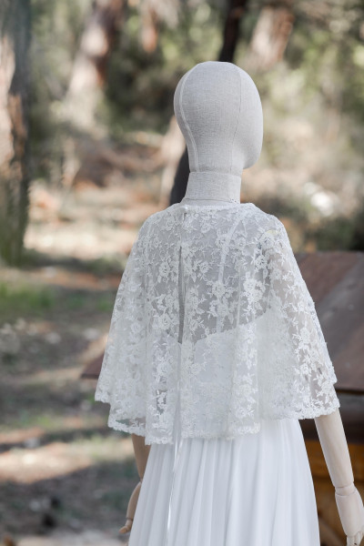 Chiffon Dress with Lace Cape Wedding Dress TB1366