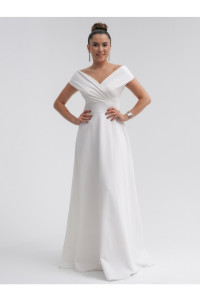 Long wedding dress with boat neckline TB1544