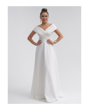 Long wedding dress with boat neckline TB1544