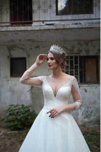 Wedding dress with stone guipure TB1441