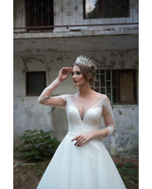 Wedding dress with stone guipure TB1441
