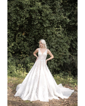 Long back wedding dress with embroidery TB1424