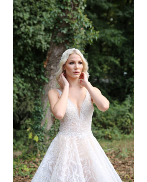 Long back wedding dress with embroidery TB1424
